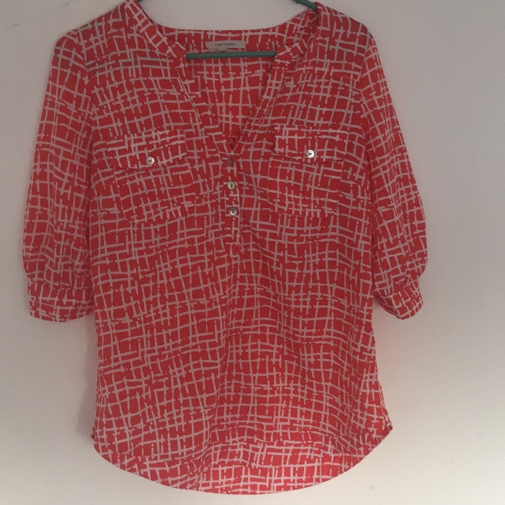 41 Hawthorne blouse pink white small